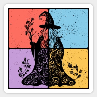 Mystical Wizard Silhouette Fantasy Art Sticker